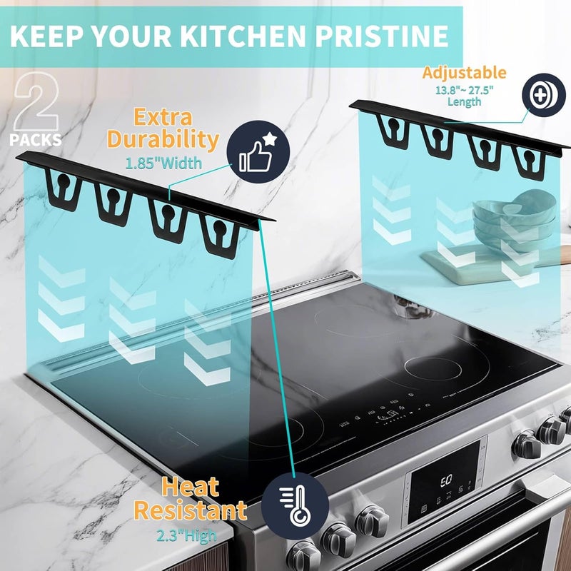 ALMCALS T-Shape Stove Gap Covers Stainless Steel, 2 Pack Stove Gap Filler Easy Retractable Length 13.8" to 27.5", Width 1.85" - Oven Gap Filler Stove Guards Range Trim Kit - Image 3