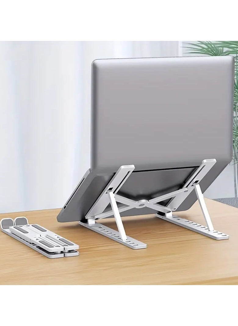 PROMASS - Adjustable Laptop Stand, Portable Folding Laptop Riser with 10 Levels Height, Cooling Vent Design, Compatible with All Notebooks, Durable ABS Construction - Image 1