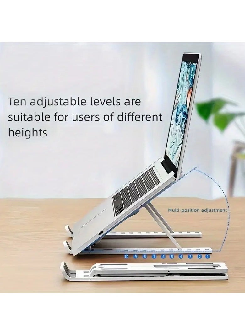 PROMASS - Adjustable Laptop Stand, Portable Folding Laptop Riser with 10 Levels Height, Cooling Vent Design, Compatible with All Notebooks, Durable ABS Construction - Image 1