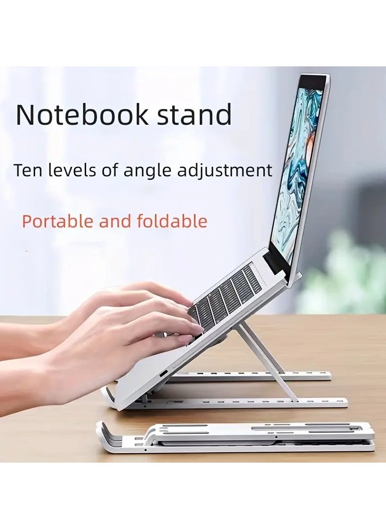 PROMASS - Adjustable Laptop Stand, Portable Folding Laptop Riser with 10 Levels Height, Cooling Vent Design, Compatible with All Notebooks, Durable ABS Construction - Image 1