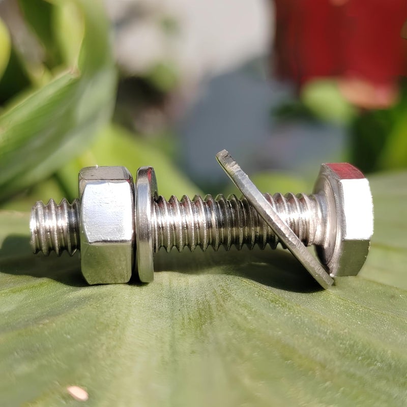 Fullerkreg (8 Sets) 3/8-16x1-1/2 Stainless Steel Hex Head Screws Bolts, Nuts, Flat & Lock Washers, 18-8 (304) S/S, Fully Threaded by Bolt - Image 5