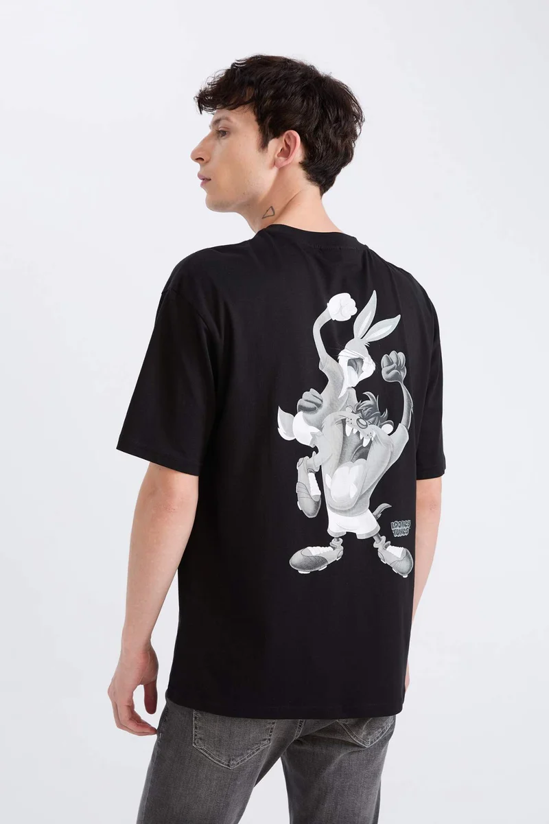 ديفاكتو Looney Tunes Boxy Fit Crew Neck Back Printed T-Shirt