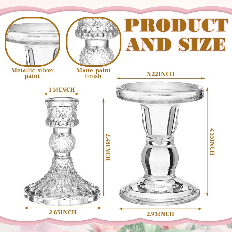 Irenare Unity Candles with Holder for Wedding Ceremony Wedding Decortions Accessories Glass Candle Holder Pillar Candle for Formal Events Church (Delicate) - Image 3