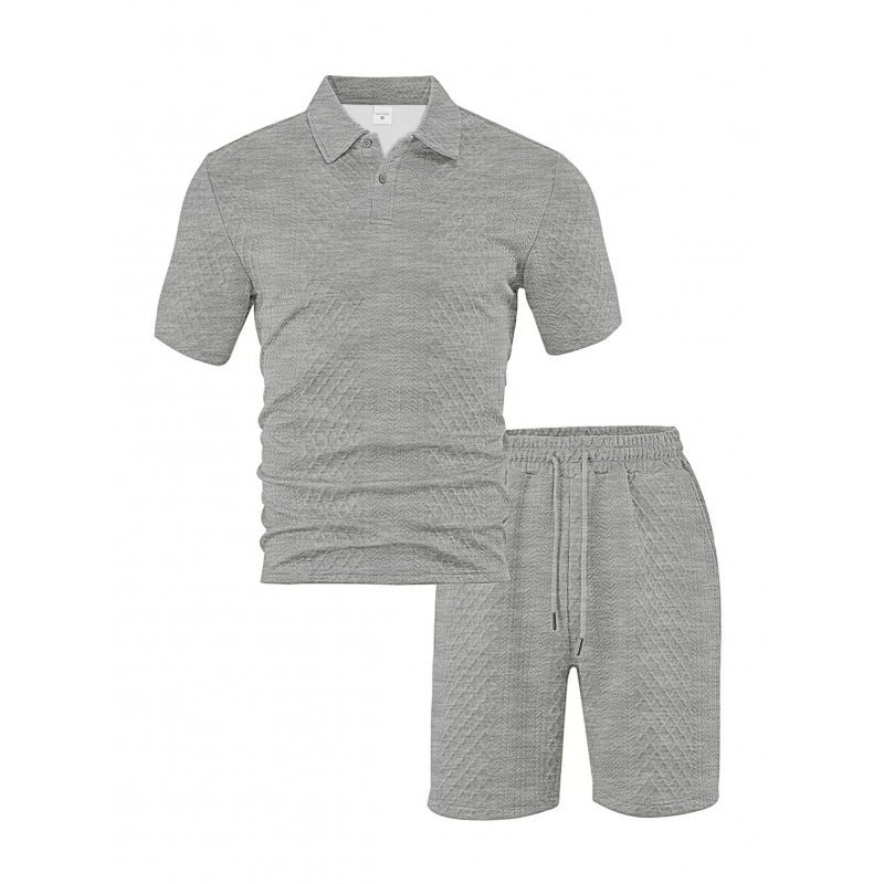 Cross-Border New Style Men's Jacquard Short-Sleeved T-Shirt Sports Suit Summer Lapel Polo Shirt Quick-Drying Two-Piece  Set - Image 5