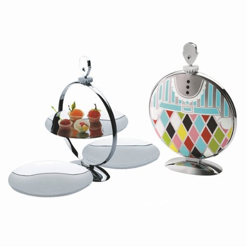 Alessi "Fatman" Folding Cake Stand in 18/10 Stainless Steel Mirror Polished With Decoration, Multicolor - Image 2