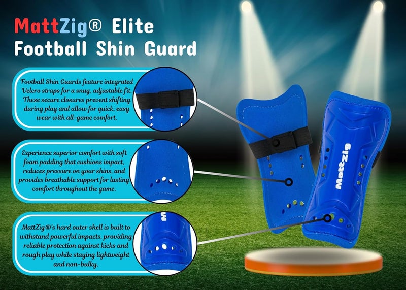 MATTZIG ® Elite Football Kit (One Pair Plain Lycra Socks & One Pair Elite Shin Guard) (Navy Blue) - Image 3