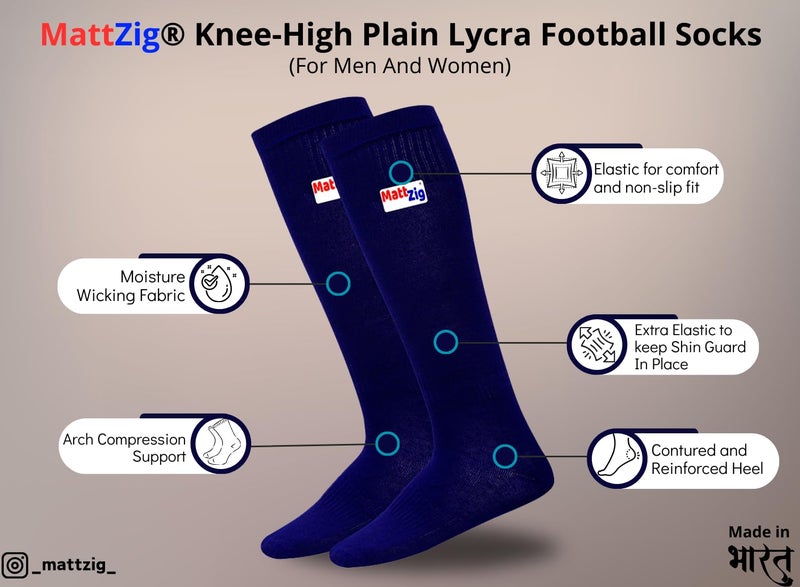 MATTZIG ® Elite Football Kit (One Pair Plain Lycra Socks & One Pair Elite Shin Guard) (Navy Blue) - Image 2