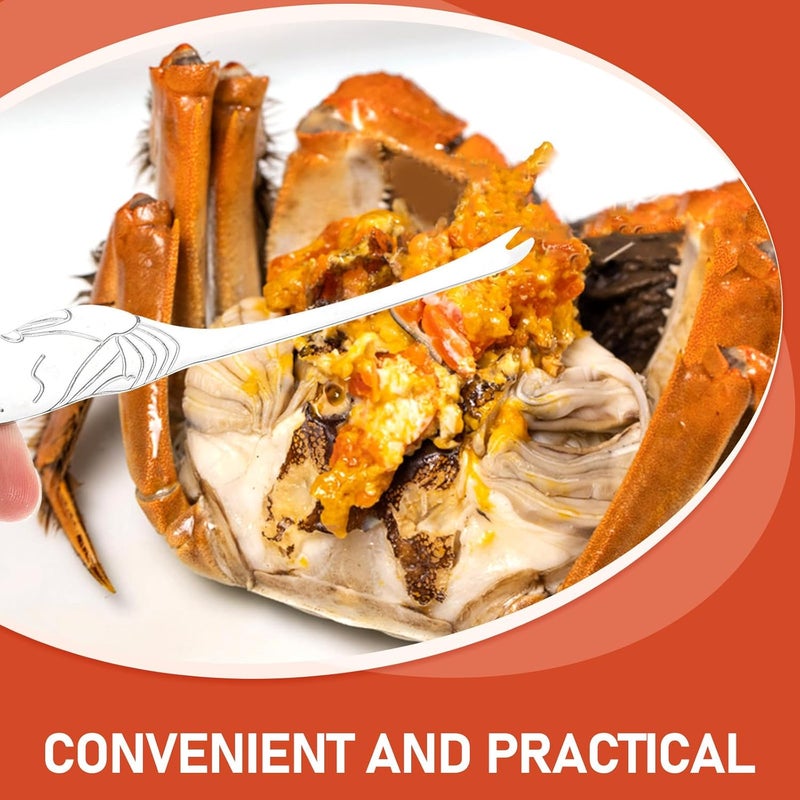 Stainless Steel Crab Eating Tool Set 3pcs Crab Crackers Seafood Forks Kit with Red Handles Sturdy 304 Stainless Steel and Seafood Parties - Image 5