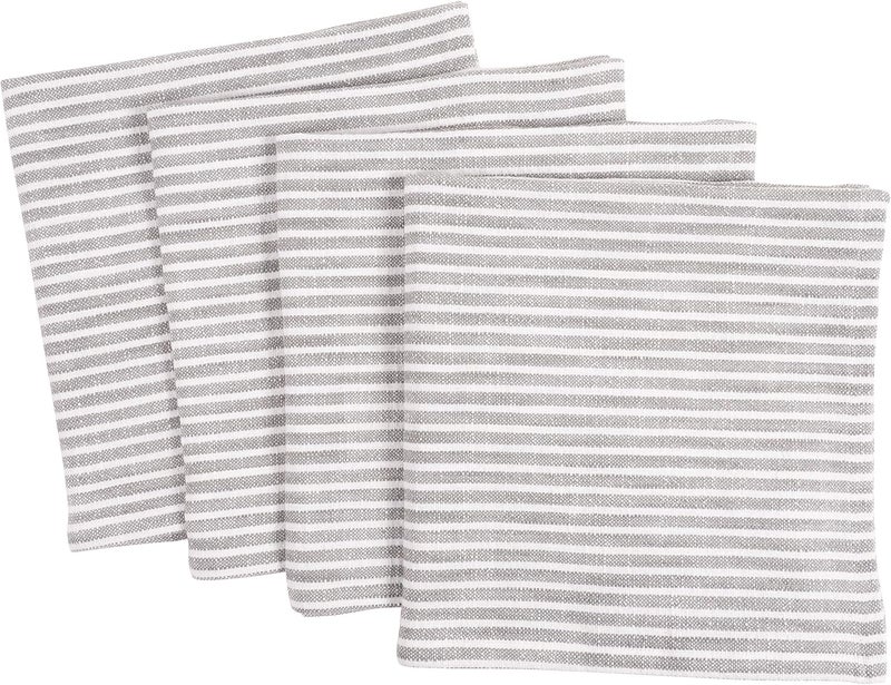 KAF Home Monaco Relaxed Casual Farmhouse Napkin  100 Slubbed Cotton 20x20 Inch Cloth Napkins  for Entertaining and Everyday Use Gray Set of 4