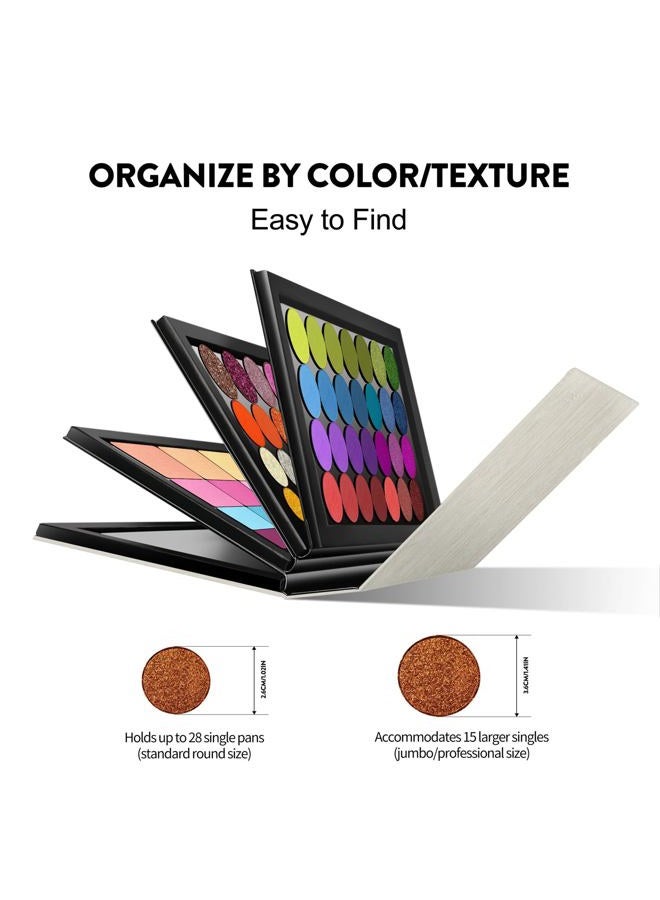 SZDYM Strong 4-layers Empty magnetic palette book palette（White wood grain）+1pcs Makeup Depotting Spatula+50pcs Round Metal Stickers+50pcs Square Metal Stickers - Image 4