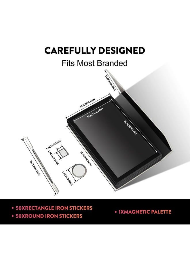 SZDYM Strong 4-layers Empty magnetic palette book palette（White wood grain）+1pcs Makeup Depotting Spatula+50pcs Round Metal Stickers+50pcs Square Metal Stickers - Image 2