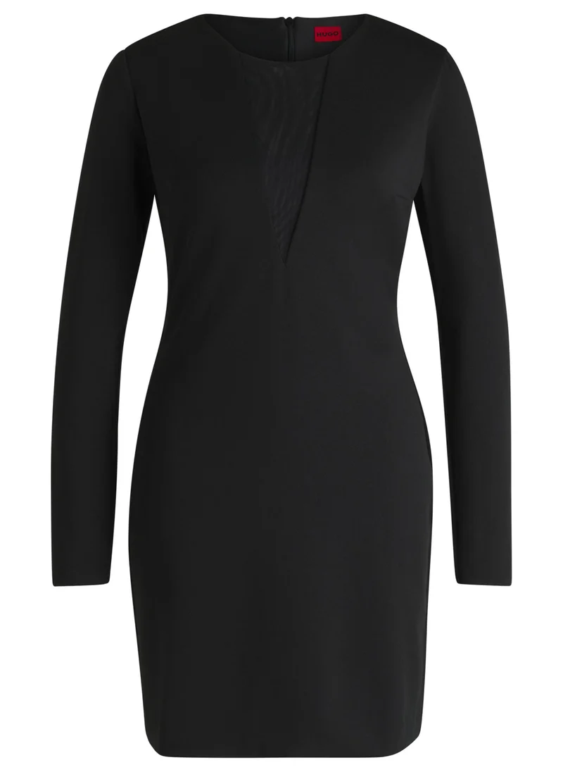 هوجو Stretch-jersey dress with V-shaped mesh insert