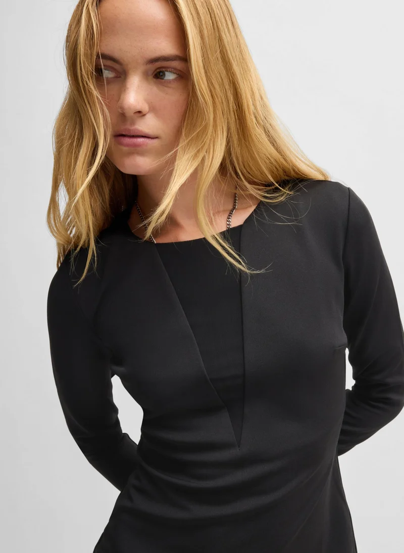 هوجو Stretch-jersey dress with V-shaped mesh insert