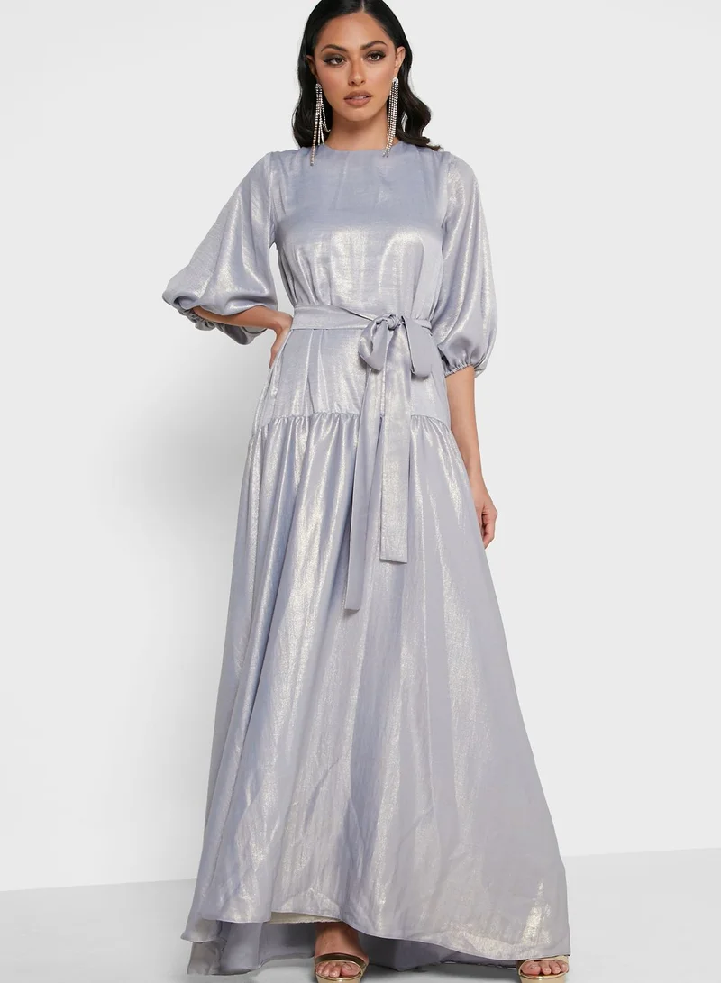 Shahad x Khizana Smock Detail Shimmer Dress