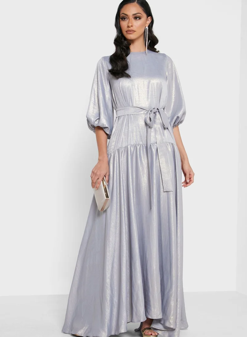 Shahad x Khizana Smock Detail Shimmer Dress