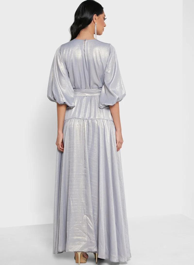 Shahad x Khizana Smock Detail Shimmer Dress