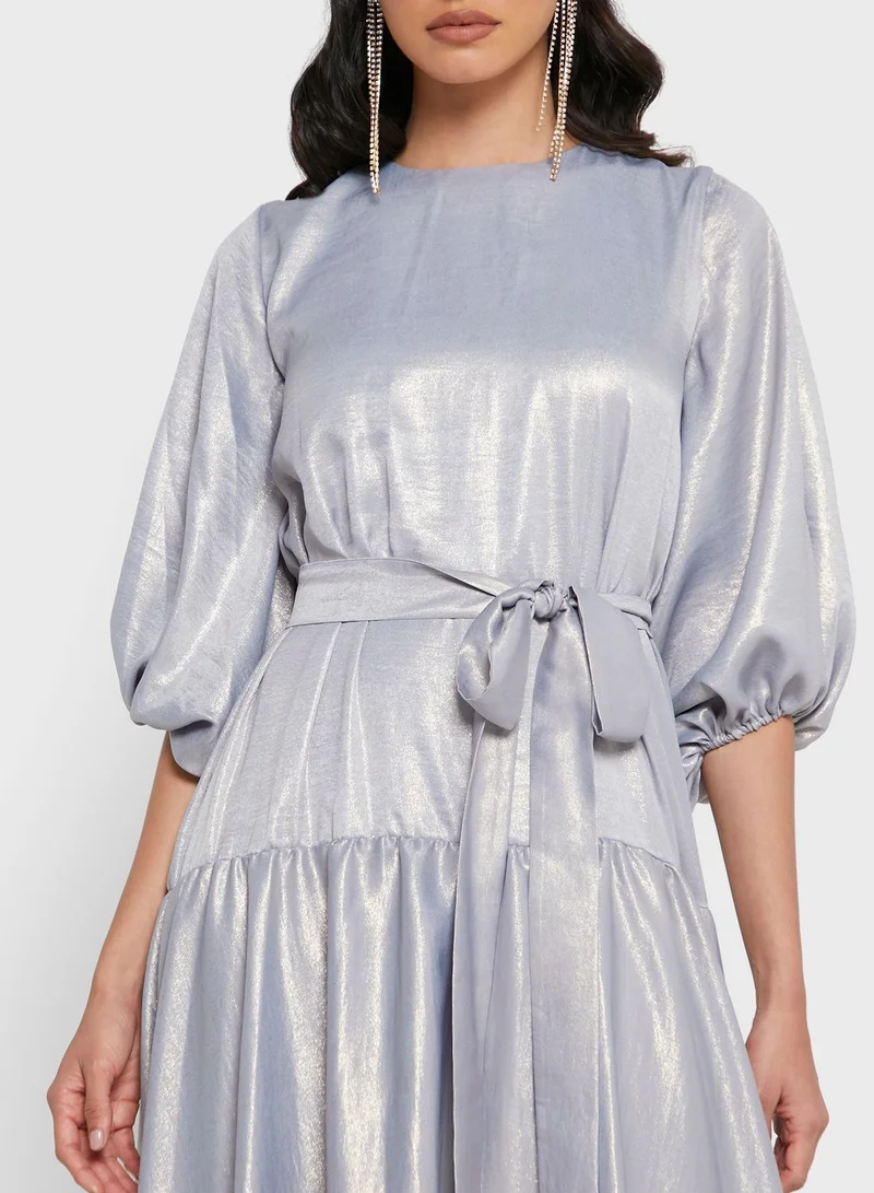 Shahad x Khizana Smock Detail Shimmer Dress