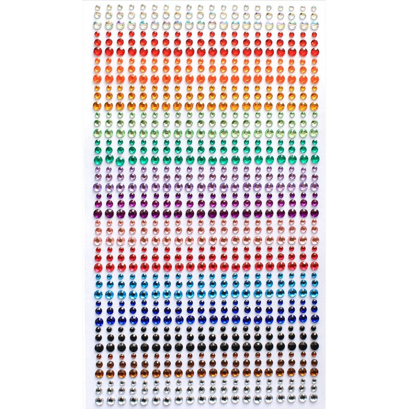 15 Colors 3 Sizes Rhinestone Stickers All in One Sheet 900 Pieces 3mm 4mm 5mm DIY Self Adhesive Colorful Gem Rhinestone Embellishment Stickers Sheet Fits for Crafts Body Nails etcS