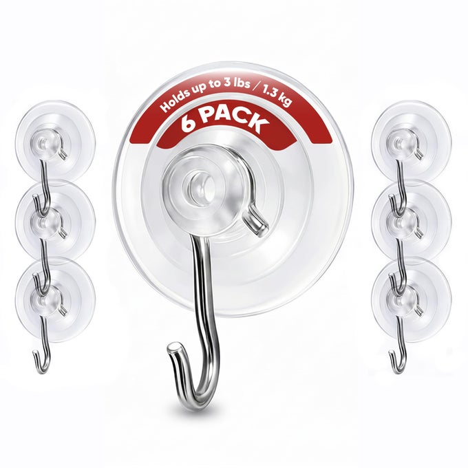 SUCTION CUP HOOKS FOR SHOWER 6PACK MAX LOAD 3LB CHRISTMAS HEAVY DUTY SUCTION CUP HOOKS HEAVY DUTY WREATH HANGER FOR BATHROOM WINDOW TOWEL SHOWER WALL TILE GLASS DOOR CAMPER