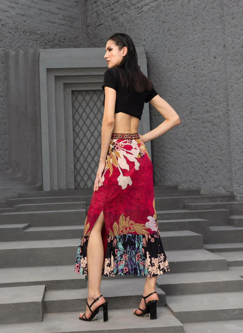 Bhanuni By Jyoti  CRIMSON RED AND SANDCASTLE MAXI DRESS for Women | Best Price UAE