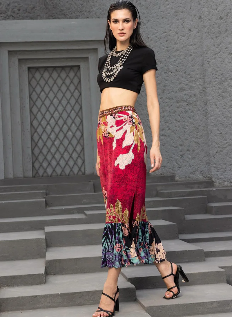 بهاني بواسطة جيوتي CRIMSON RED AND SANDCASTLE MAXI DRESS