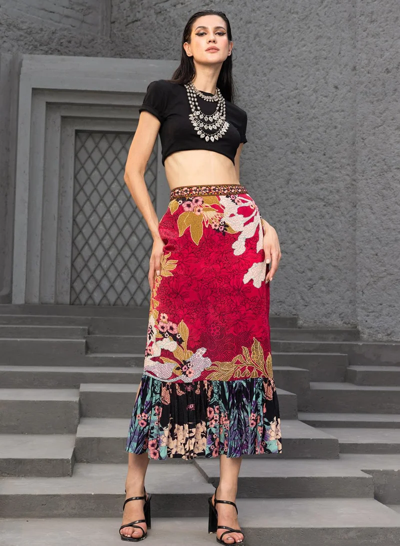 Bhanuni By Jyoti  CRIMSON RED AND SANDCASTLE MAXI DRESS for Women | Best Price UAE