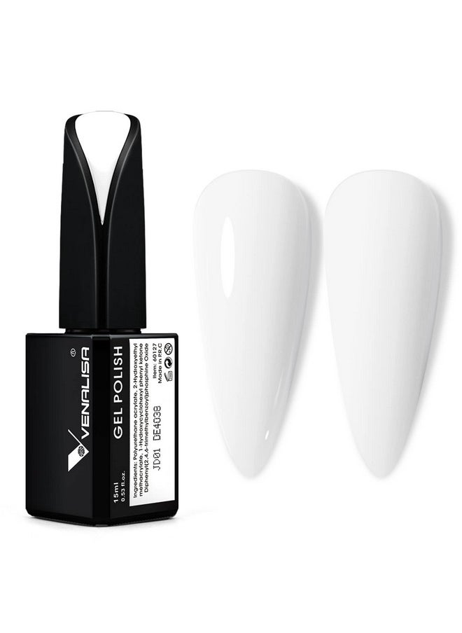 V VENALISA - Venalisa 15Ml Gel Nail Polish Pure White Color Soak Off Uv Led Nail Gel Polish Nail Art Starter Manicure Salon Diy At Home 0.53 Oz - Image 1