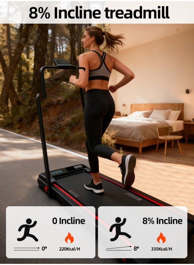 Favarey Treadmill with Incline Walking Pad with 8% Incline Portable Under Desk Treadmill Foldable Treadmills for Home and Office 2.0 HP Quiet Walking Pad Treadmill with 300 LBS Capacity 1-6 km/h iPad Holder - Image 4