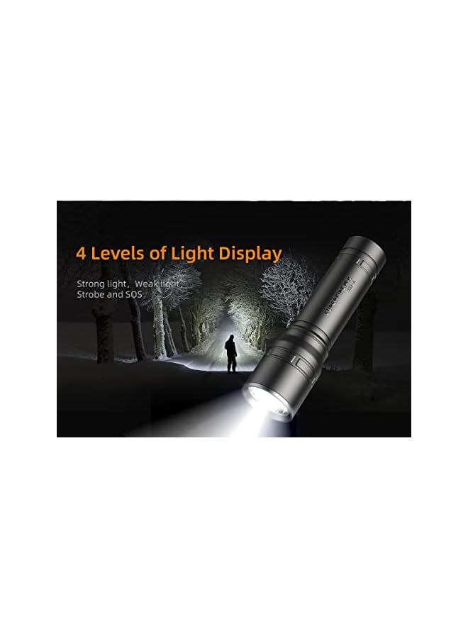 promass LED Flashlight, USB Rechargeable Flashlights, Bright Lightweight Flash Light, 4 Modes Tactical Waterproof Handheld Flashlight for Camping, Running, Hiking and Emergencies (Black) (Black) - Image 5