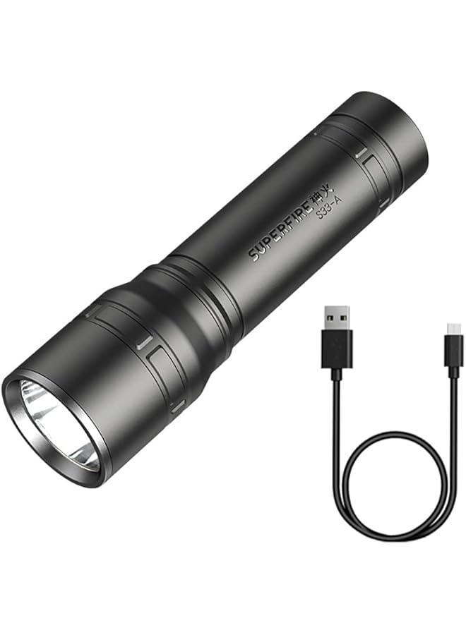 promass LED Flashlight, USB Rechargeable Flashlights, Bright Lightweight Flash Light, 4 Modes Tactical Waterproof Handheld Flashlight for Camping, Running, Hiking and Emergencies (Black) (Black) - Image 1