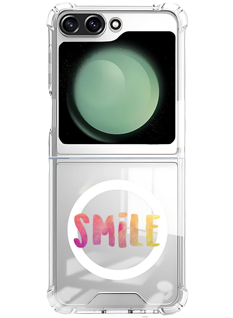 Theodor Magnetic Case for Samsung Galaxy Z Flip 6 Compatible with MagSafe Wireless Charging, Shockproof Phone Bumper Cover Smile - Image 1