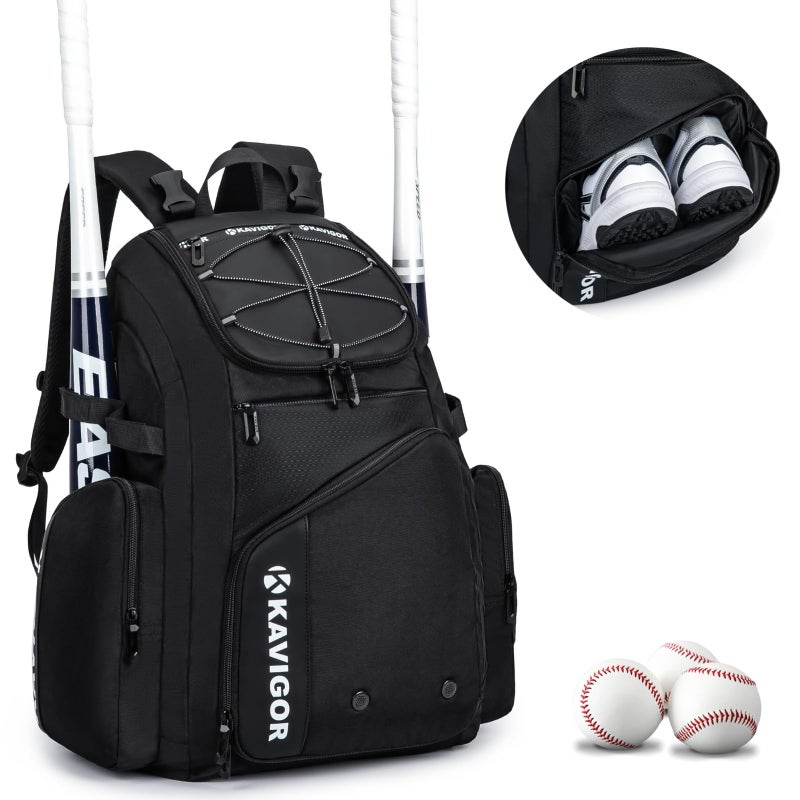 KAVIGOR Baseball Bag for Youth and Adult, Softball Bag 50L Large Capacity Holds 4 Bats, Equipment Backpack with Shoes Compartment - Image 1