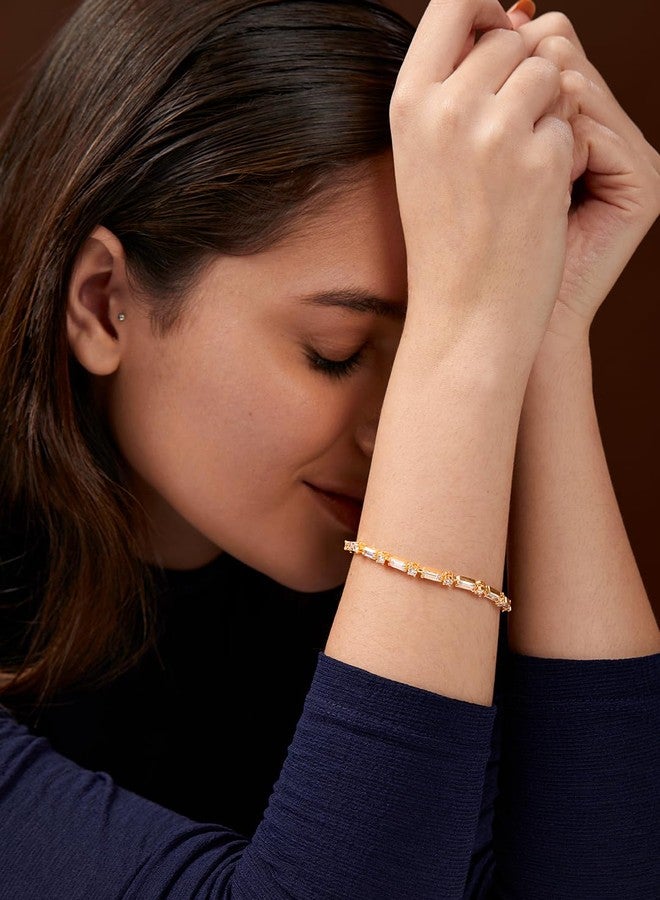 مينوتيا سوار MINUTIAE أنيق قابل للتعديل مرصع بالزركونيا المكعبة والماس للنساء والفتيات (ذهبي) - Image 4