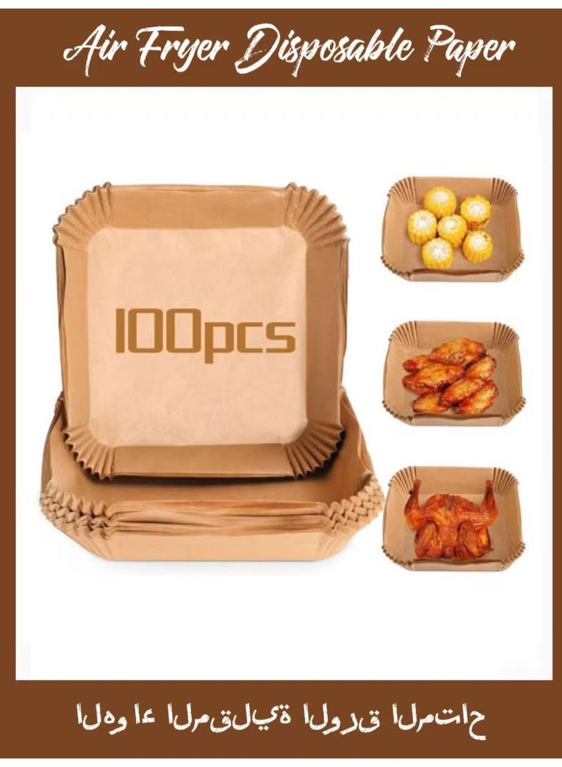NUMPIG 100Pcs Air Fryer Disposable Liners (6.3 Inch Square), Waterproof Parchment Paper for Air Fryer – Essential Air Fryer Accessories - Image 1