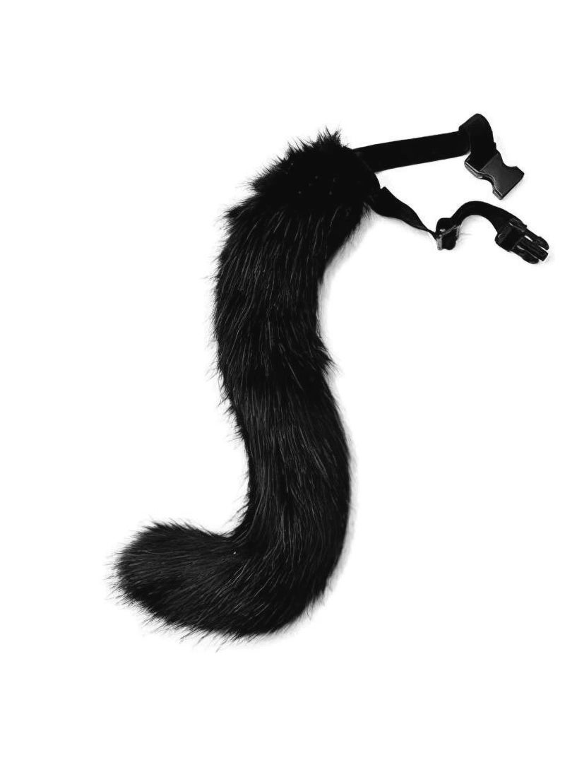 Generic - Fox Cat Ears Tail Cosplay Set Handmade Accessories Black and white - Image 1
