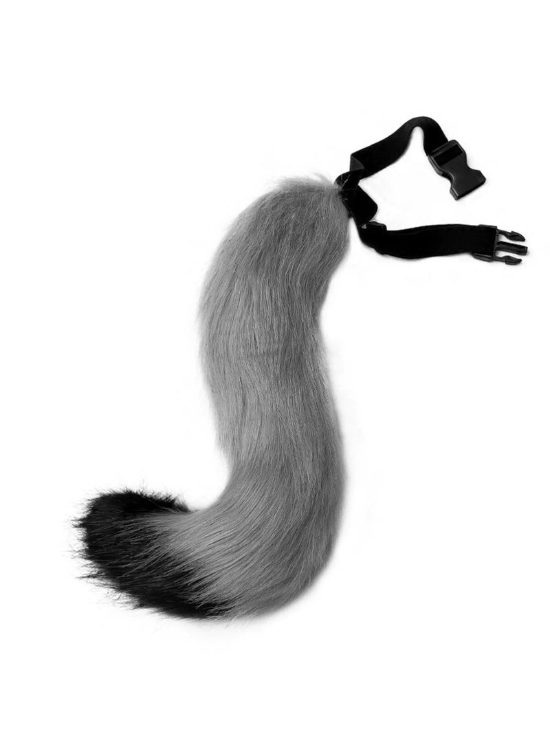 Generic - Fox Cat Ears Tail Cosplay Set Handmade Accessories Black and white - Image 1