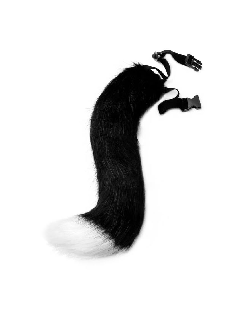 Generic - Fox Cat Ears Tail Cosplay Set Handmade Accessories Black and white - Image 1