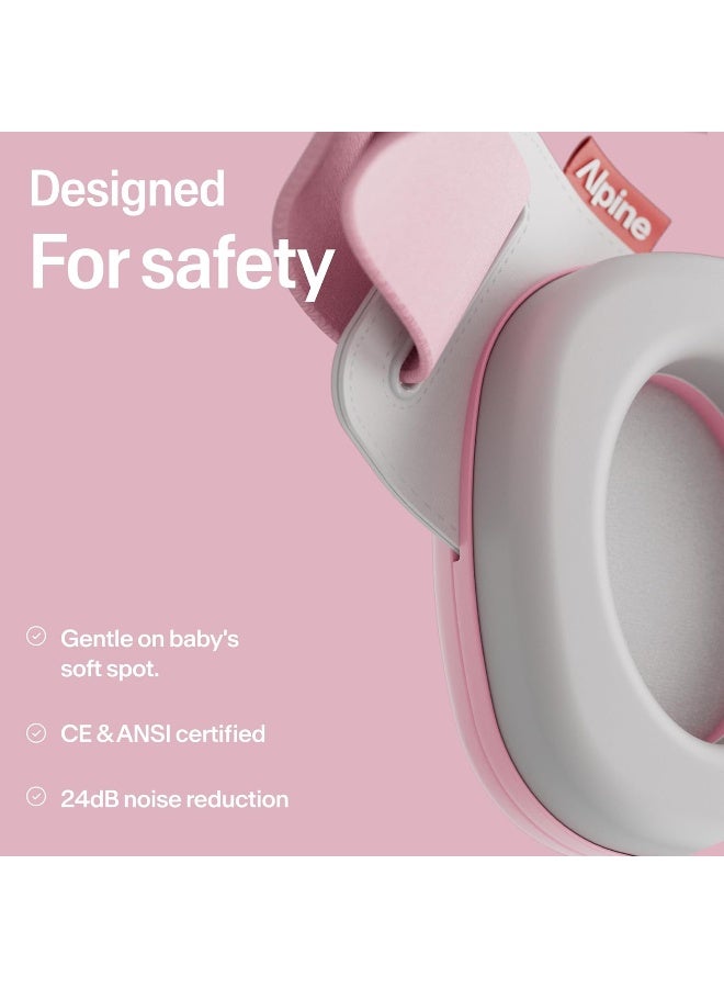 Alpine Muffy Baby Ear Defenders - 24dB, CE & UKCA Certified - Improved Baby Headphones for Noise Cancelling, Safe & Soothing Hearing Protection, Ideal for Travel, Approved by Babies - Pink - Image 5