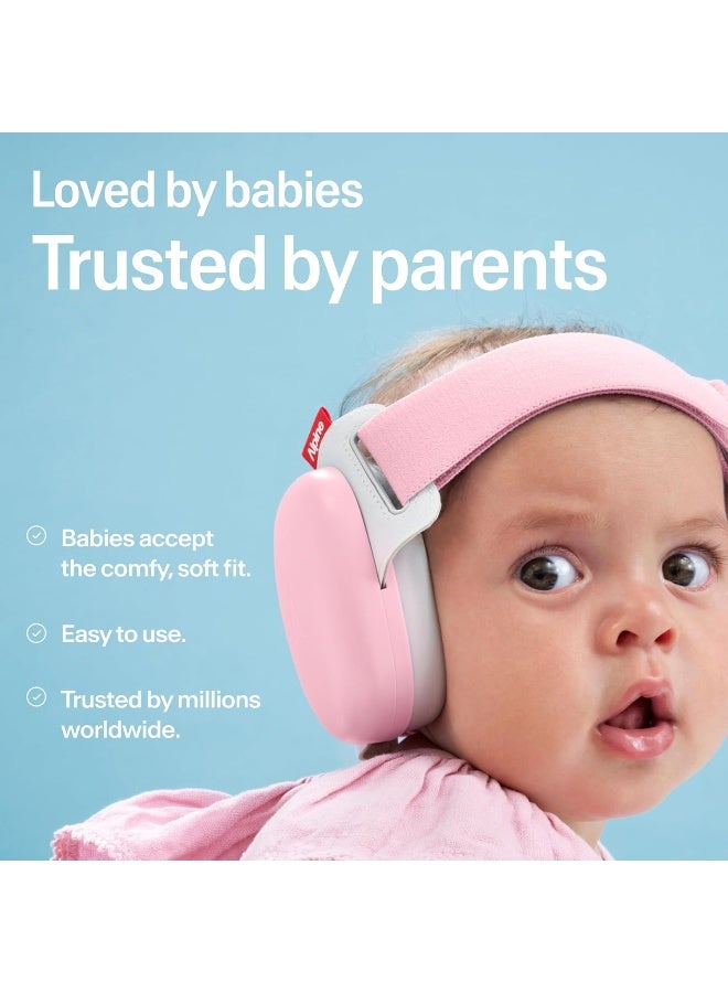 Alpine Muffy Baby Ear Defenders - 24dB, CE & UKCA Certified - Improved Baby Headphones for Noise Cancelling, Safe & Soothing Hearing Protection, Ideal for Travel, Approved by Babies - Pink - Image 4