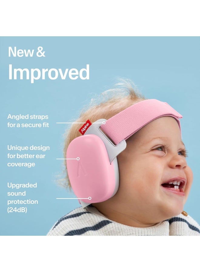 Alpine Muffy Baby Ear Defenders - 24dB, CE & UKCA Certified - Improved Baby Headphones for Noise Cancelling, Safe & Soothing Hearing Protection, Ideal for Travel, Approved by Babies - Pink - Image 2