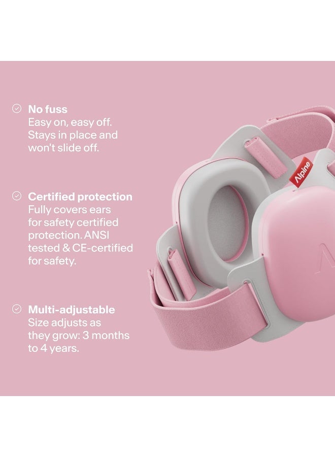 Alpine Muffy Baby Ear Defenders - 24dB, CE & UKCA Certified - Improved Baby Headphones for Noise Cancelling, Safe & Soothing Hearing Protection, Ideal for Travel, Approved by Babies - Pink - Image 3