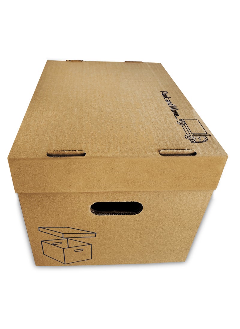 Baddar - 10 Pcs, Pack & Move Premium Cardboard Boxes with Base and Lid For Transport and Storage (35.5 × 30 × 25 cm) - Image 1