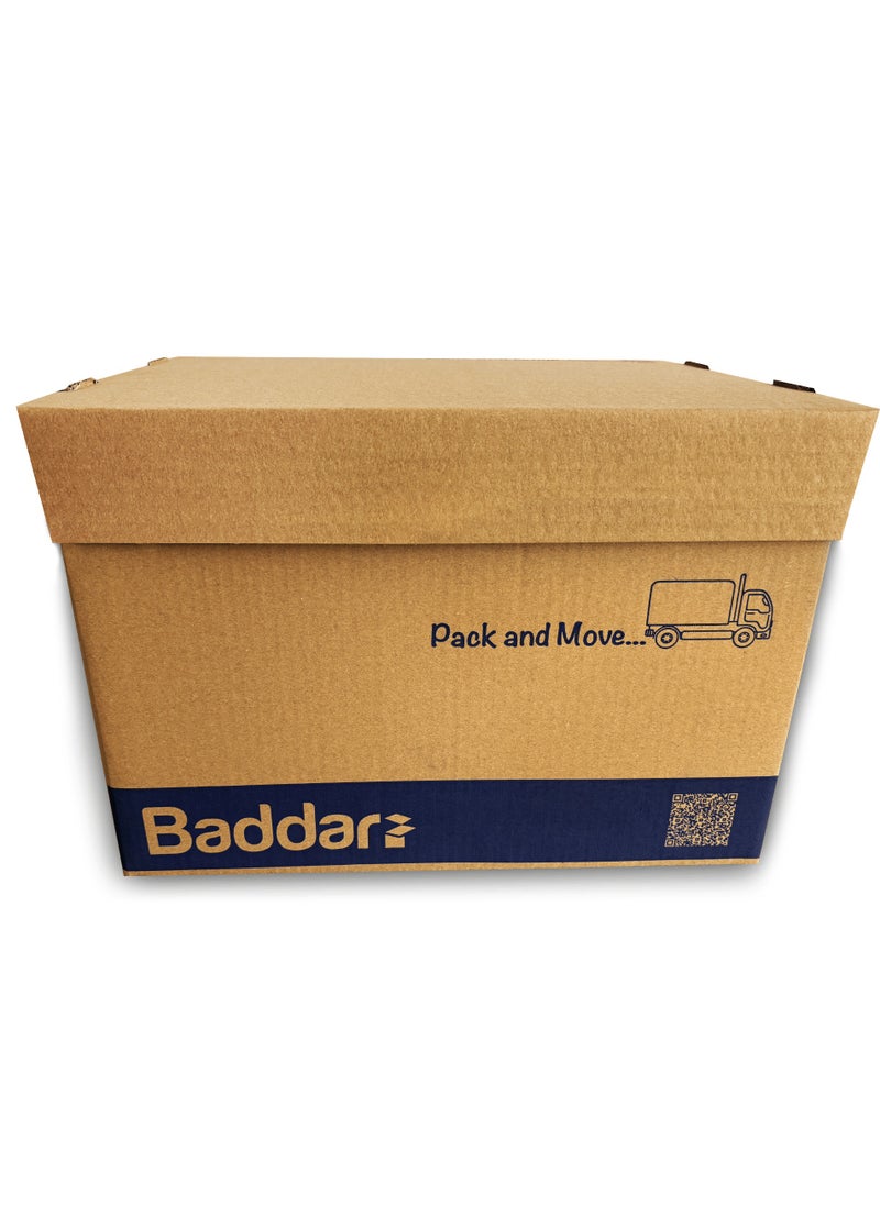 Baddar - 10 Pcs, Pack & Move Premium Cardboard Boxes with Base and Lid For Transport and Storage (35.5 × 30 × 25 cm) - Image 1