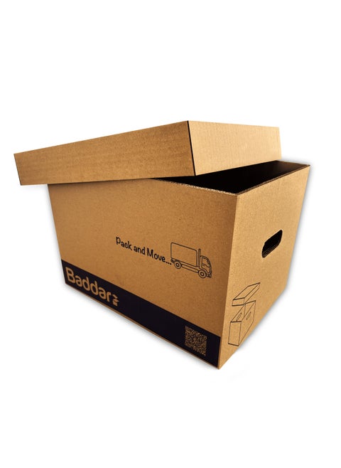 10 Pcs, Pack & Move Premium Cardboard Boxes with Base and Lid For Transport and Storage (35.5 × 30 × 25 cm)