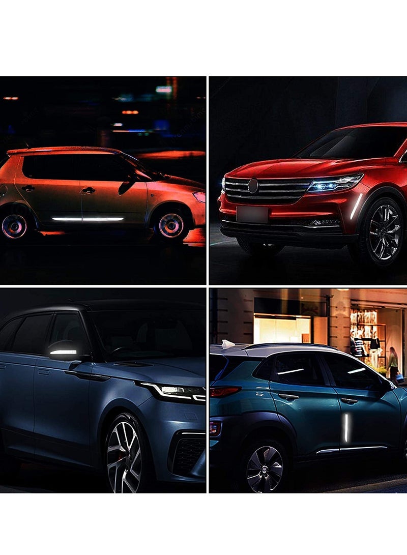 ملصقات شريط عاكس قوي رؤية ليلية عالية الكثافة ملصق عاكس تحذير أمان عالمي من الدرجة الماسية مقاوم للماء ذاتي اللصق لصندوق السيارة 35.2'' (أبيض) - Image 4