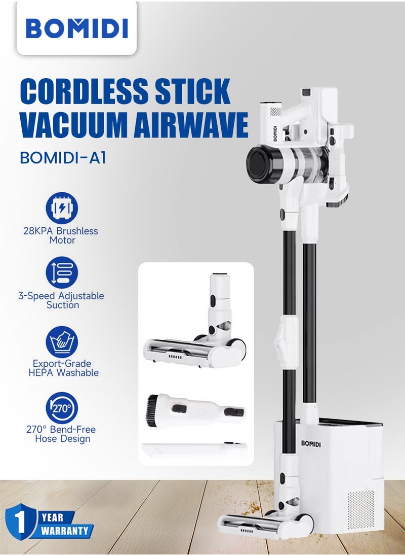 BOMIDI UltraClean Max Cordless Stick Vacuum with Self-Emptying Station, Powerful 28KPA Brushless Motor, 3-Speed Adjustable Suction, Smart LED Display, and Advanced Deep Cleaning Technology for Effortless Home Maintenance  - Image 2