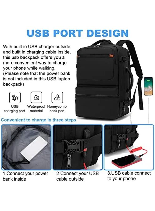erorex 17.3 Inch Travel Laptop Backpack Expandable Large Business Computer Bag With Usb Charging Port Water Resistant College School Bookbag Durable Gifts For Men Women  - Image 2