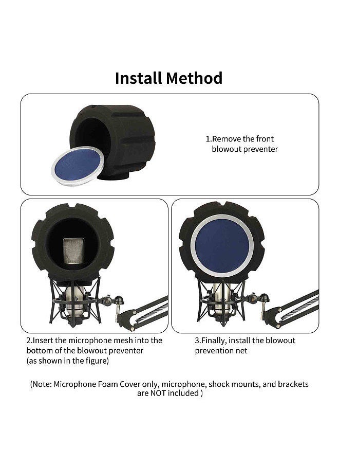 Generic - Studio Condenser Microphone Windscreen Sound-Absorbing Foam Mic Cover Foam Protective Anti-wind Cap Cover Microphone Pop Filter Shield Portable Recording Noise Reduction and Blowout Prevention Cover - Image 1