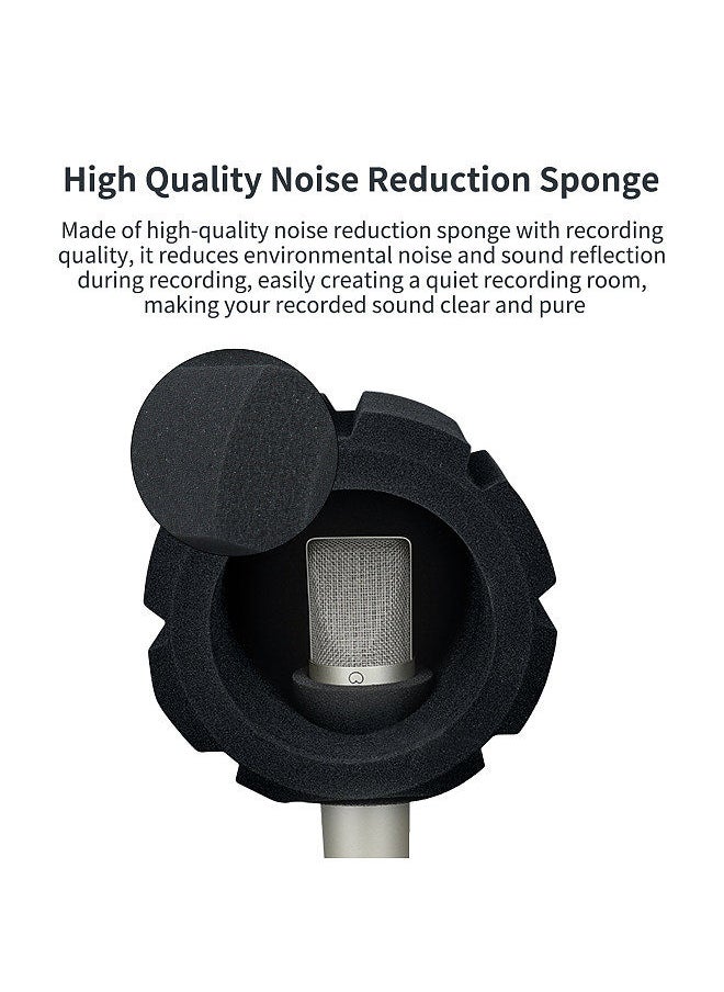 Generic - Studio Condenser Microphone Windscreen Sound-Absorbing Foam Mic Cover Foam Protective Anti-wind Cap Cover Microphone Pop Filter Shield Portable Recording Noise Reduction and Blowout Prevention Cover - Image 1
