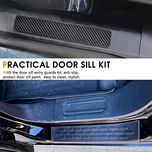 RERPRO حراس حماية عتبة الباب RERPRO لسيارة فورد برونكو 4 أبواب 2021 2022 2023 2024 2025 ملحقات عتبة الدخول الأمامية والخلفية لوحة خدش عتبة الباب غطاء واقي لدواسة الترحيب لبرونكو 4 أبواب، 4 قطع باللون الأسود - Image 2